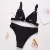 Sexy komplet bikini w prążki - push up - metalowe ozdobyStroje Kąpielowe