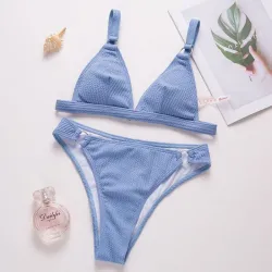 Sexy Ripp-Bikini-Set - Push-Up - Metallverzierungen