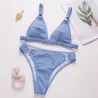 Sexy komplet bikini w prążki - push up - metalowe ozdobyStroje Kąpielowe
