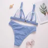 Sexy ribbed bikini set - push up - metal decorations