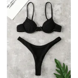 Sexy geripptes Bikini-Set - Brasilianischer Stil - mit Push-Up