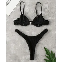 Sexy komplet bikini w prążki - styl brazylijski - z push upStroje Kąpielowe