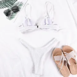 Sexy geribbelde bikiniset - Braziliaanse stijl - met push upBadkleding