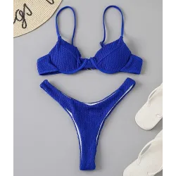Sexy komplet bikini w prążki - styl brazylijski - z push upStroje Kąpielowe