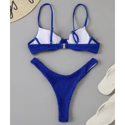 Sexy komplet bikini w prążki - styl brazylijski - z push upStroje Kąpielowe