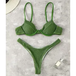 Sexy geripptes Bikini-Set - Brasilianischer Stil - mit Push-Up
