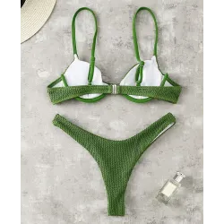Sexy komplet bikini w prążki - styl brazylijski - z push upStroje Kąpielowe