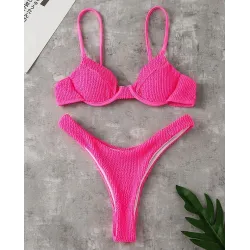 Sexy ribbed bikini set - Brazilian style - with push up