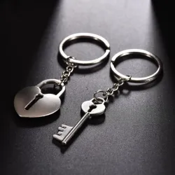 llaveroCouple keychain - key / heart shaped lock - 2 pieces