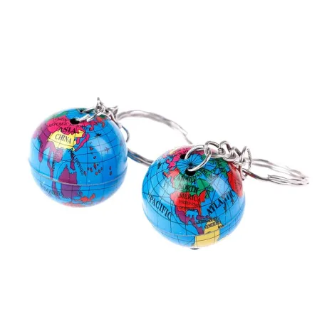 llaveroTrendy keychain with world map globe