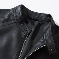 Modische Herren Lederjacke - Stehkragen - mit Reißverschluss