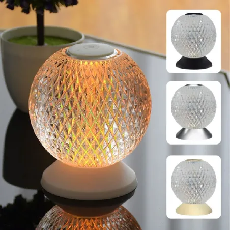 Italiaanse nachtlamp - ronde kristallen bol - USB - aanraaksensorVerlichting