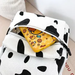 Mini canvas rugzak - met rits - koemelkprintRugzakken