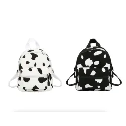 Mini Canvas Rucksack - mit Reißverschluss - Kuhmilchdruck