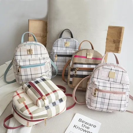 Small plaid backpack - shoulder bag
