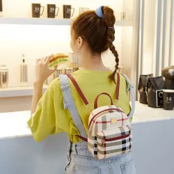 Small plaid backpack - shoulder bag
