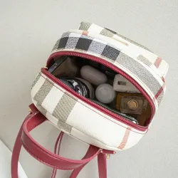 Kleiner karierter Rucksack - Umhängetasche