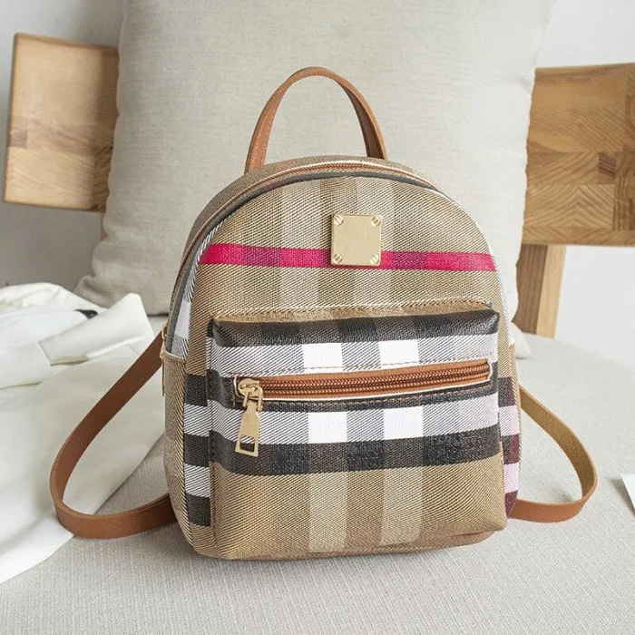 Small plaid backpack - shoulder bag