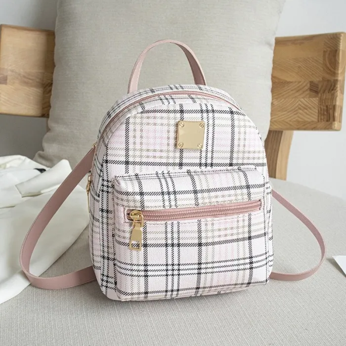 Small plaid backpack - shoulder bag