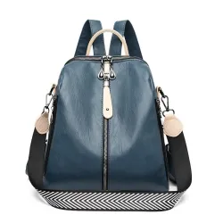 MochilasMultifunctional backpack - leather shoulder bag - with zippers
