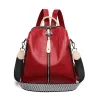 Multifunctional backpack - leather shoulder bag - with zippers