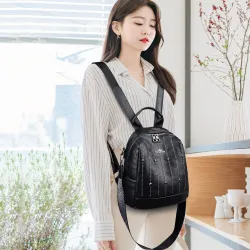 Luxuriöser Multifunktionsrucksack - Umhängetasche - mit Nieten - echtes Leder