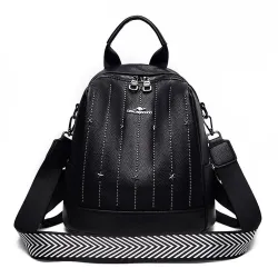 Luxuriöser Multifunktionsrucksack - Umhängetasche - mit Nieten - echtes Leder