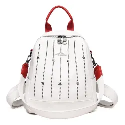 Luxuriöser Multifunktionsrucksack - Umhängetasche - mit Nieten - echtes Leder