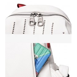 Luxurious multifunctional backpack - shoulder bag - with rivets - genuine leather