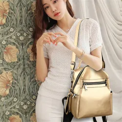 MochilasNew Solid Color Women Multifunction Backpack Designer Simple College Style School Bag for Teenage Girls 2020 Travel S...