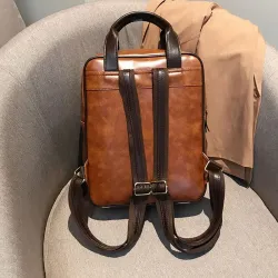 Vintage leren rugzak - met anti diefstal ritsen / gespen - waterdichtRugzakken