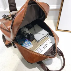 Vintage leren rugzak - met anti diefstal ritsen / gespen - waterdichtRugzakken