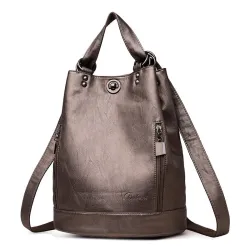 Fashionable leather backpack - multifunction vintage shoulder bag - large capacity