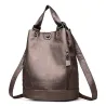 Fashionable leather backpack - multifunction vintage shoulder bag - large capacity