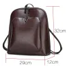 Luxurious vintage backpack - leather shoulder bag - with decorative V letter
