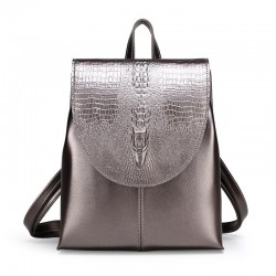 Fashionable leather backpack - shoulder bag - snakeskin pattern