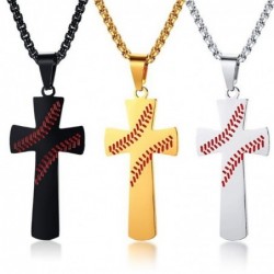 Krzyżyk z wzorem baseballowym - z naszyjnikiem - grawer "I CAN DO ALL THINGS"Naszyjniki