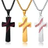 Kruis met honkbalpatroon - met ketting - "I CAN DO ALL THINGS" gravureKettingen