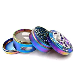 Stijlvolle grinder - voor kruiden/tabak - 4-laags - regenboogkleurige zinklegering - kikker / spin / schedelKeukenmolens