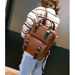 Women Anti Theft Backpacks Students Brown School Bags for Teenage Girls Waterproof Vintage Laptop Leather Big Travel Backpack