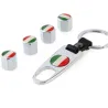 Drapeau italien - bouchons de valve de voiture en métal - avec clé - porte-clés