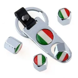Partes de ruedaBandera italiana - tapas de válvulas de coche de metal - con llave - llavero