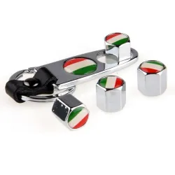 Partes de ruedaBandera italiana - tapas de válvulas de coche de metal - con llave - llavero