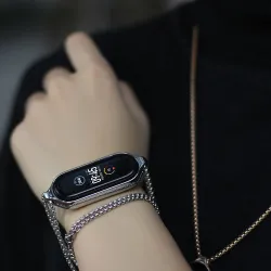 Doppelloch-Anhänger - mit Halskette - Edelstahl - für Xiaomi Mi Band 5