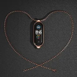 Zawieszka z podwójnym otworem - z naszyjnikiem - stal nierdzewna - do Xiaomi Mi Band 5Naszyjniki