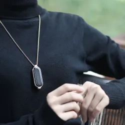 Zawieszka z podwójnym otworem - z naszyjnikiem - stal nierdzewna - do Xiaomi Mi Band 5Naszyjniki