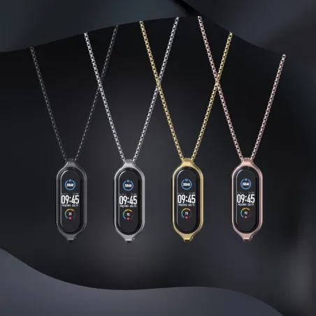 Double hole pendant - with necklace - stainless steel - for Xiaomi Mi Band 5