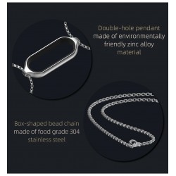 CollarDouble hole pendant - with necklace - stainless steel - for Xiaomi Mi Band 5