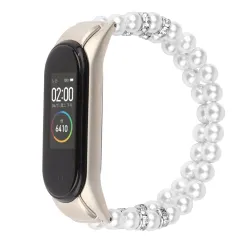 Elastyczny pasek z perełkami / kryształkami - bransoletka - do Xiaomi Mi Band 3 / 4 / 5 / 6Bransoletki