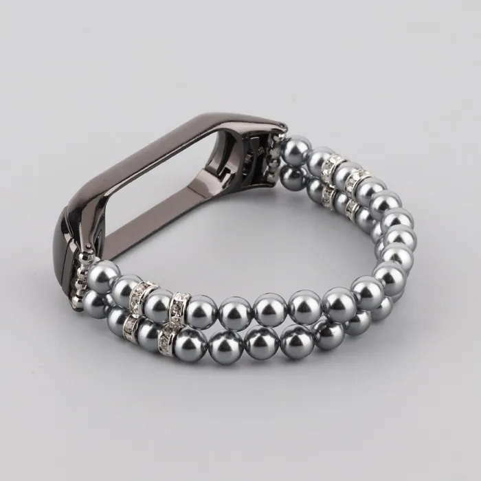 Elastisches Armband mit Perlen / Kristallen - Armband - für Xiaomi Mi Band 3 / 4 / 5 / 6